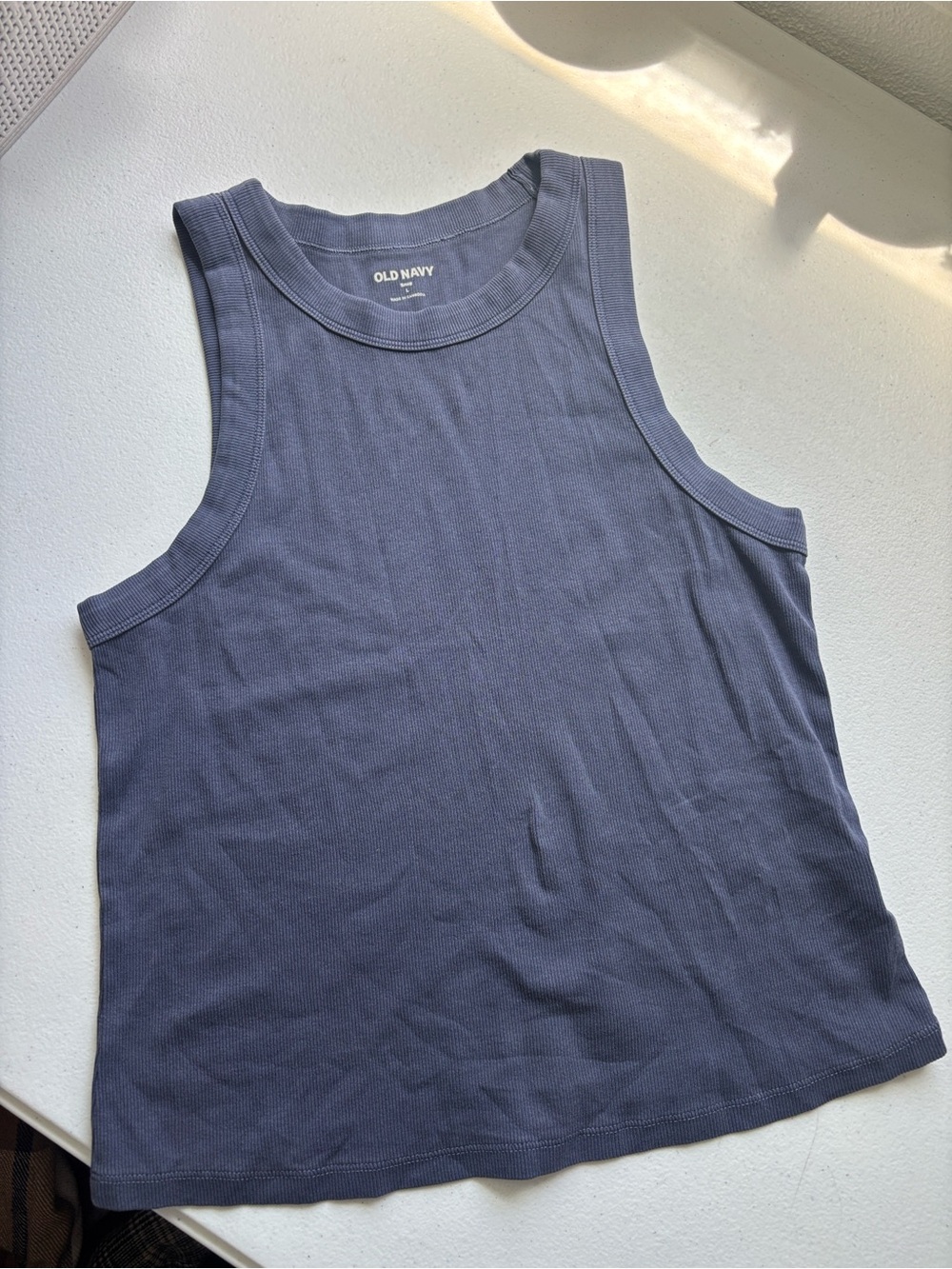 Old Navy Slate Blue High Neck Ribbed Tank